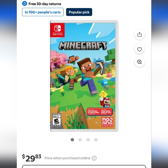 Nintendo Switch Minecraft Game - Picture 1 of 4